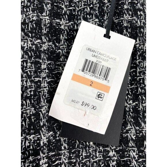 DKNY Tweed Pencil‎ Skirt 2 XS Black White Plaid - Picture 6 of 10